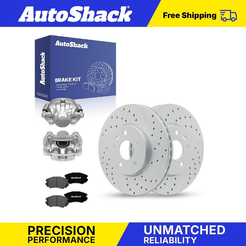 Front Drilled Slotted Brake Rotors Ceramic Pad Calipers for Chevy, Equinox 10-17
