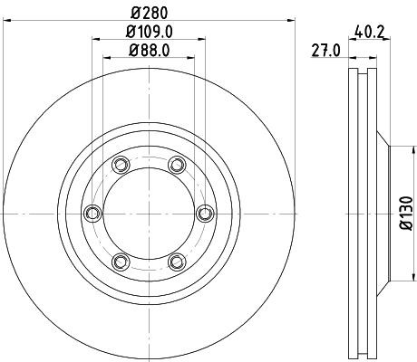 Hella Brake Disc Set Front; Rear 54748PRO For CHEVROLET COLORADO 2.5 D OEM gallery