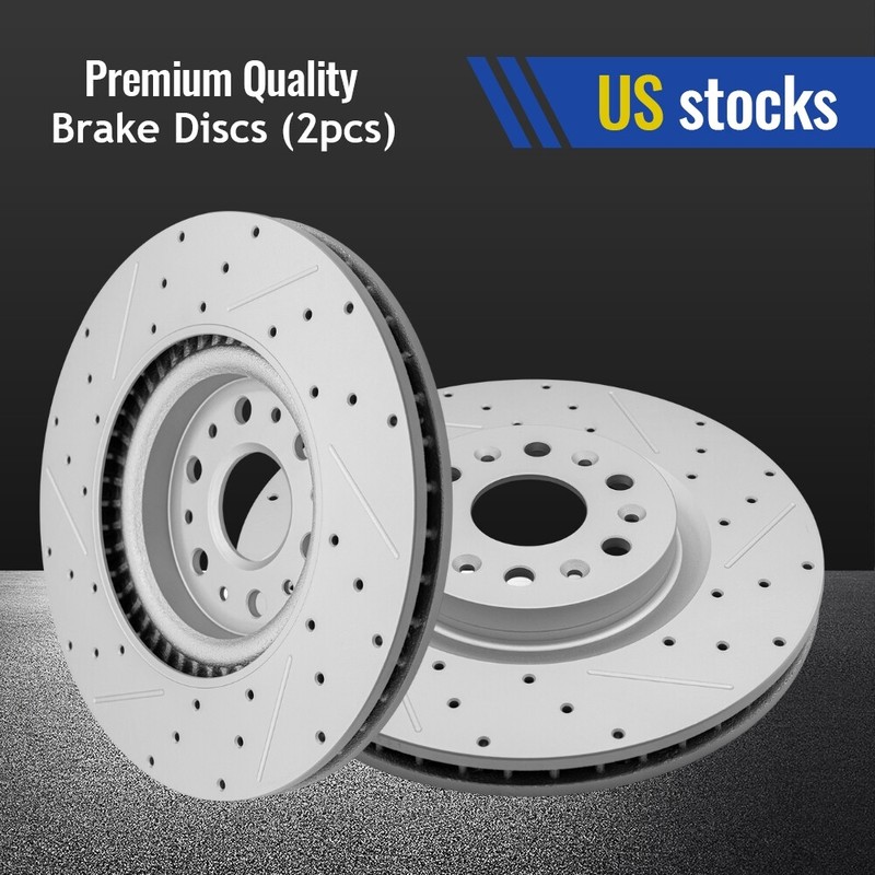 Drilled & Slotted Front Brake Rotors Pair for Buick Enclave Cadillac XT5 XT6