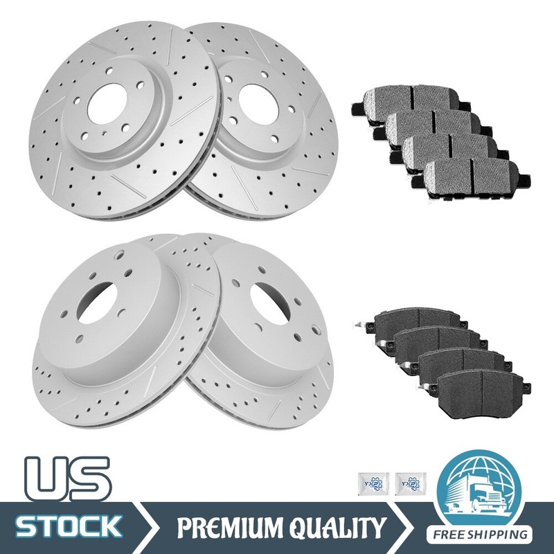 Front & Rear Drilled Rotors + Ceramic Brake Pads for 2005 – 2012 Nissan Murano