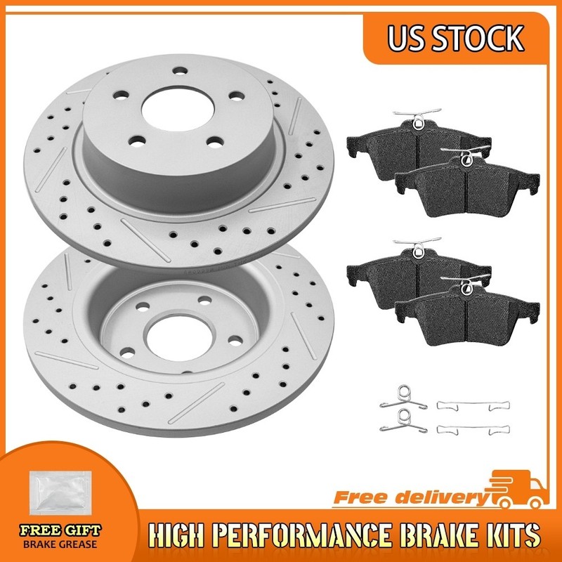 Rear Drilled Brake Rotors Ceramic Pads For Ford C-MAX Escape Transit Connect