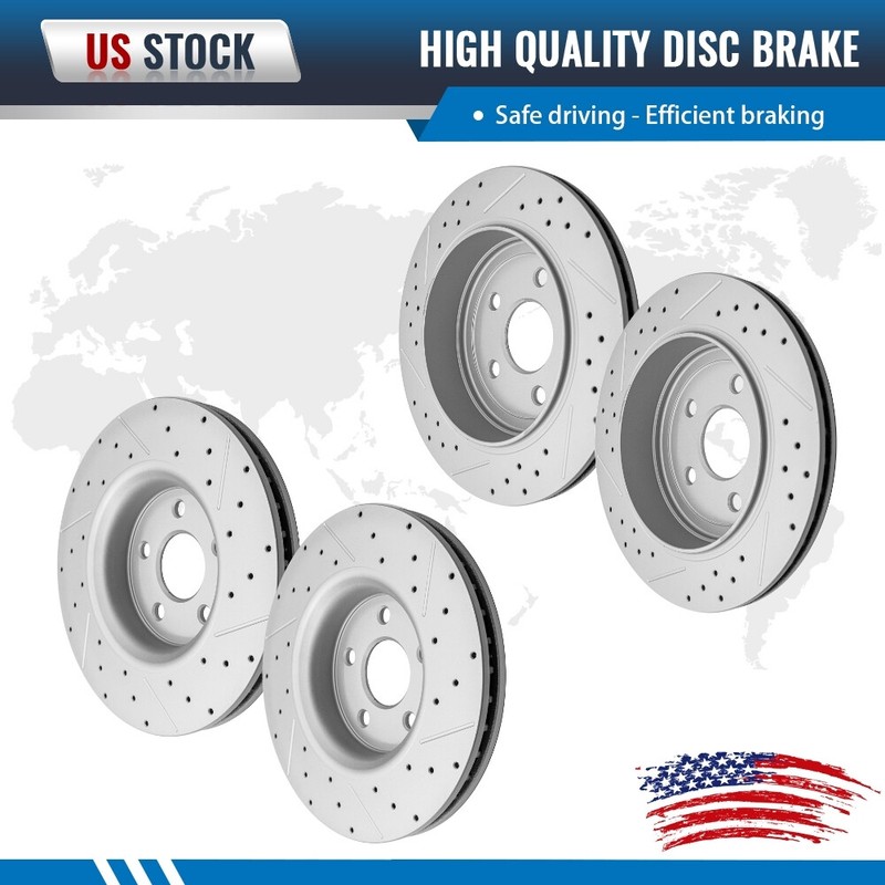 Front and Rear Drilled Brake Rotors Set of 4 for Jeep Grand Cherokee 2011-2021
