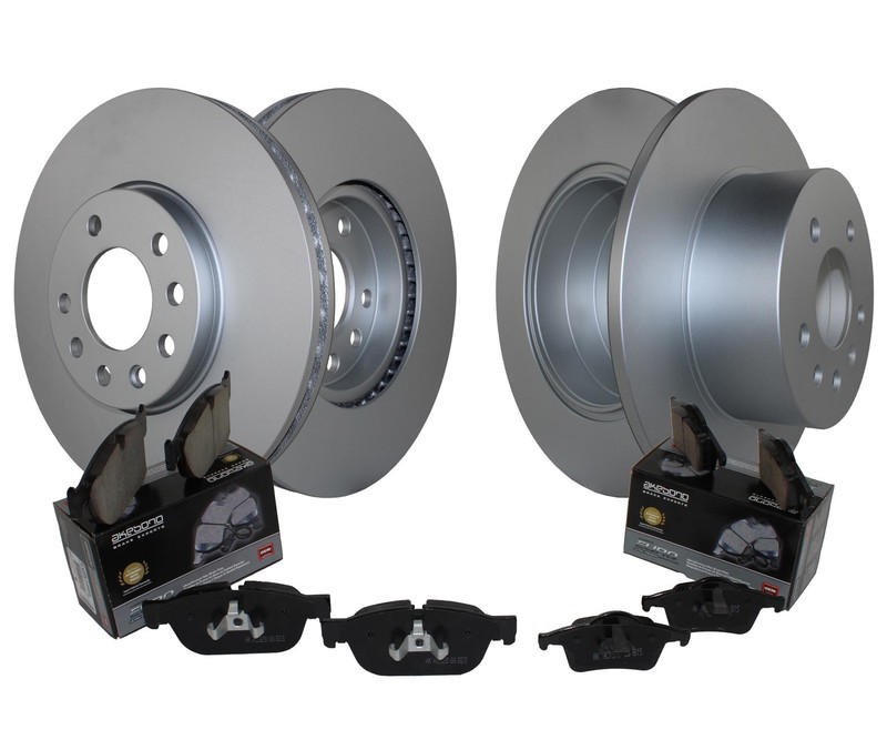 Front and Rear Brake Kit Disc Rotors Akebono EURO Ceramic Pads For Saab 9-3 900