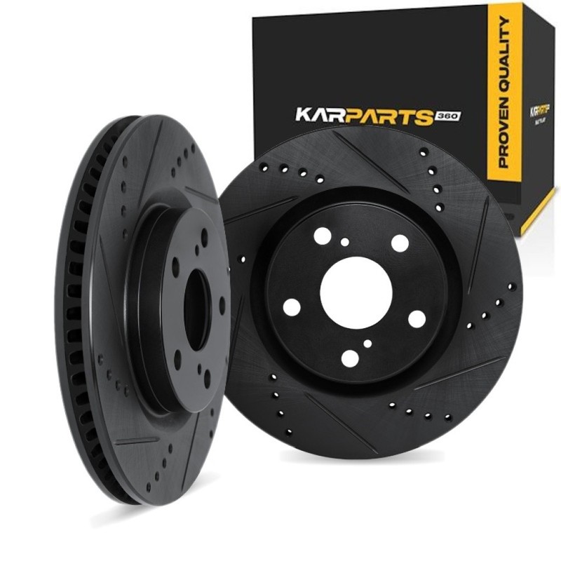 For Infiniti Q70 2014 15 16 17 18 2019 Rotor Set | Black | Drilled And Slotted