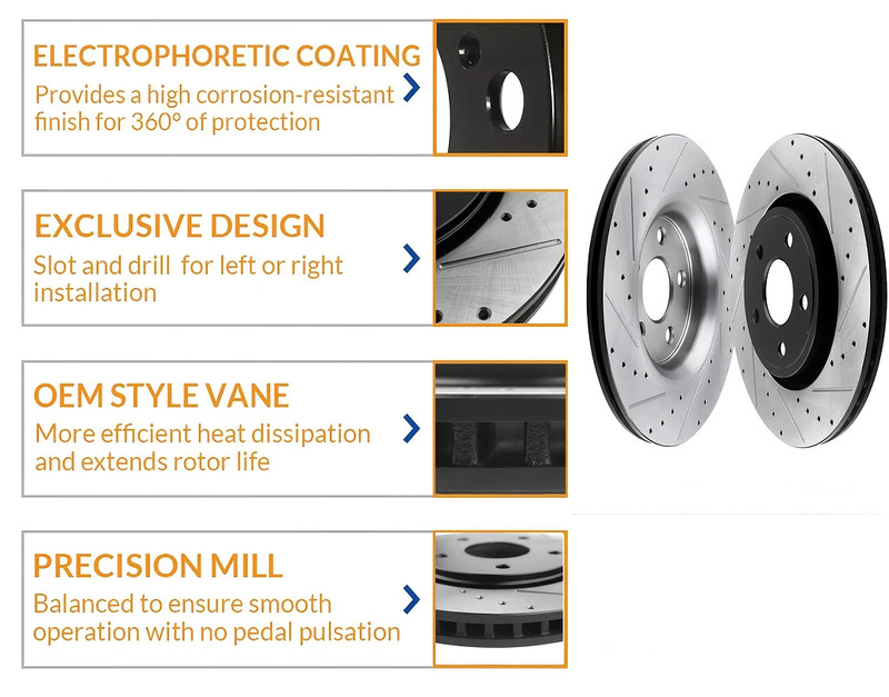 12.64" Front Drilled Rotors Ceramic Pads for Buick Chevy LaCrosse Regal Impala gallery