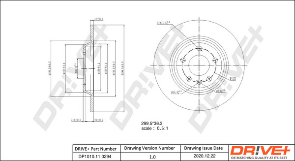 DR!VE+ DP1010.11.0294 REAR BRAKE DISC FOR AUDI