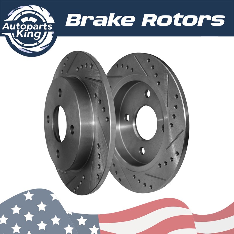 253mm Rear Drilled & Slotted Brake Rotors for Ford Fiesta 2014-2019 Focus 01-07
