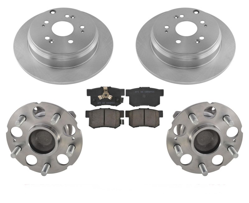 Rear Wheel Hub Bearings Brake Pads Rotors For 07-11 Front Wheel Drive Honda CRV