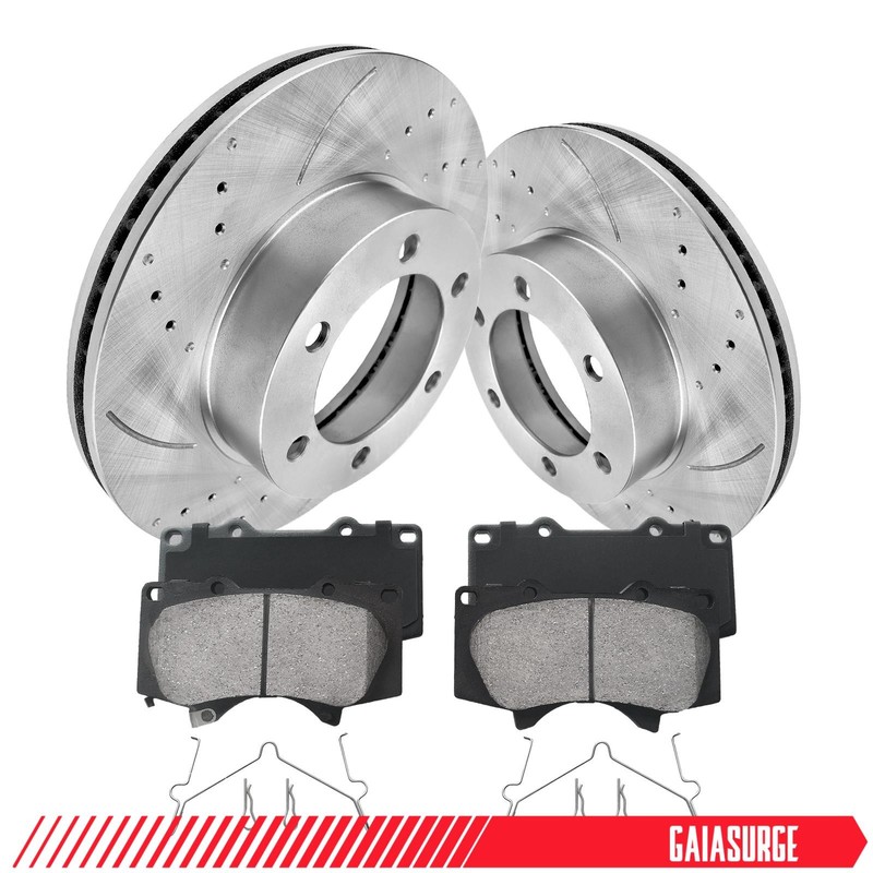 Front Drilled Slotted Rotors Pads Kit for 2000 – 2005 2006 Toyota Tundra Sequoia