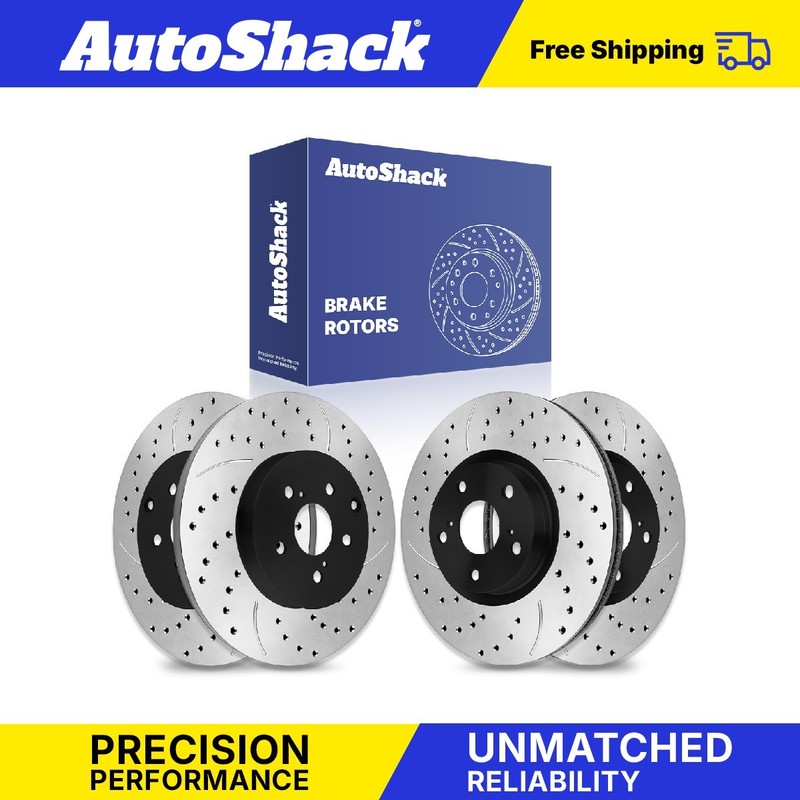 Front Rear Drilled Slotted Brake Rotors for Toyota, Mirai 2016-2018, FWD
