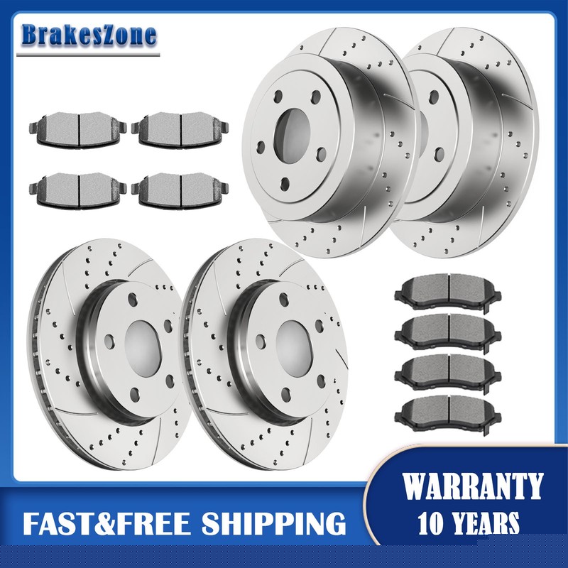 302mm Front 316mm Rear Brake Rotors Pads for Wrangler 07-17 Wrangler JK 2018