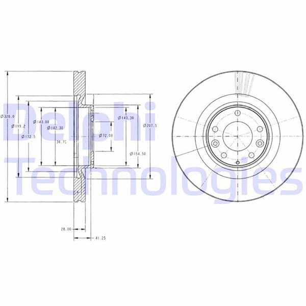 Genuine Delphi Single Front Plain Brake Disc for Ford Usa Edge Mazda CX 7 BG9104 gallery