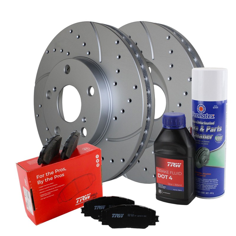 Front Brake Kit 275mm Drilled Rotors TRW Pro Ceramic Pads For ES300 Avalon Camry