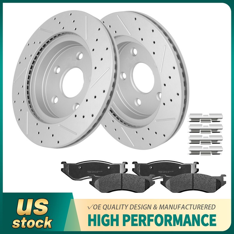 Front Drilled Disc Brake Rotors+Ceramic Pads for Dodge Durango 2004 2005 2006