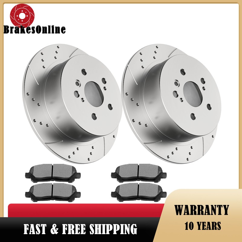 309mm REAR Brake Rotors Pads fit for Toyota Highlander 2008-14 Drilled Slotted