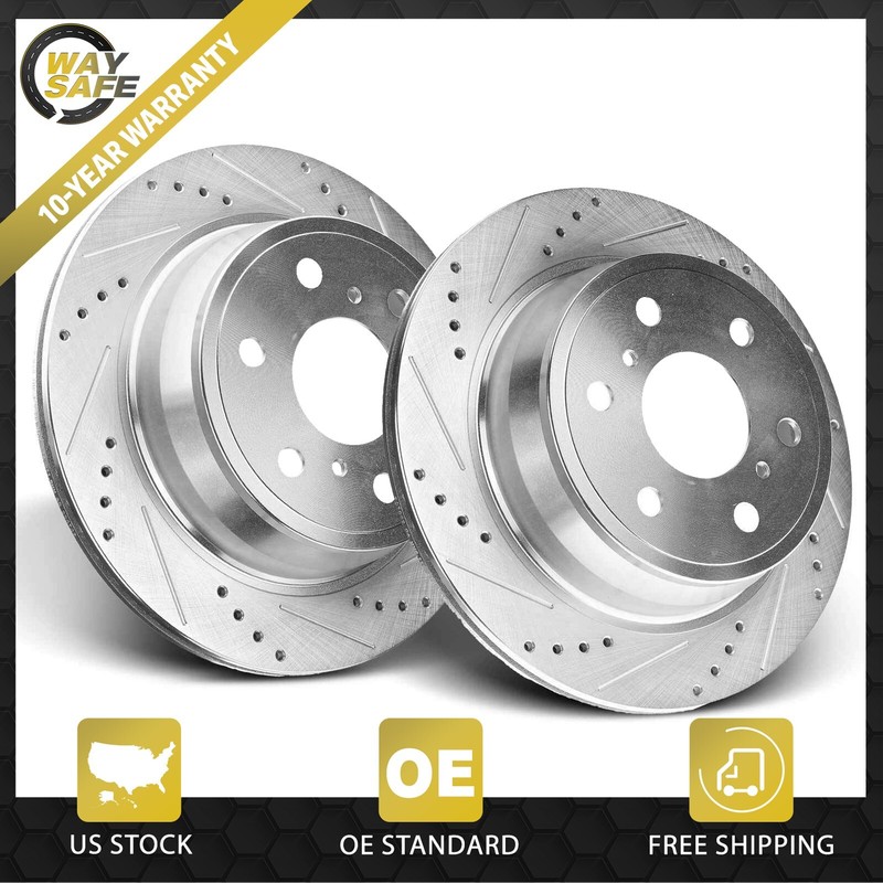 345 mm Rear Brake Rotors for Silverado Suburban Sierra 1500 -Drilled & Slotted