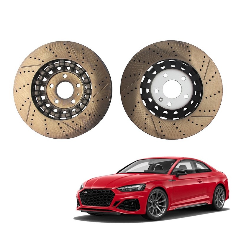New Pair Set of 2 Front 375mm Drilled Brake Disc Rotors for 2018-2023 Audi RS5