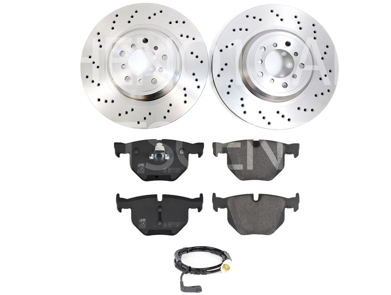 DRILLED REAR BRAKE DISCS PADS FOR BMW 330i 330d 335i 335d E90 E91 E92 E93 2004 –