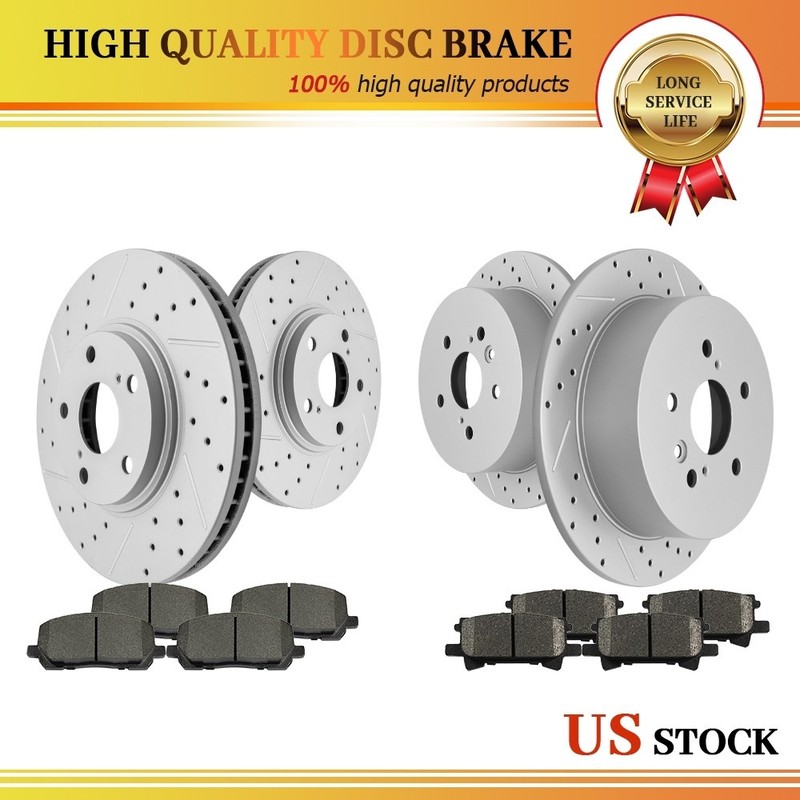 For 2004 2005 2006 2007 Toyota Highlander Front Rear Brake Rotors + Ceramic Pads