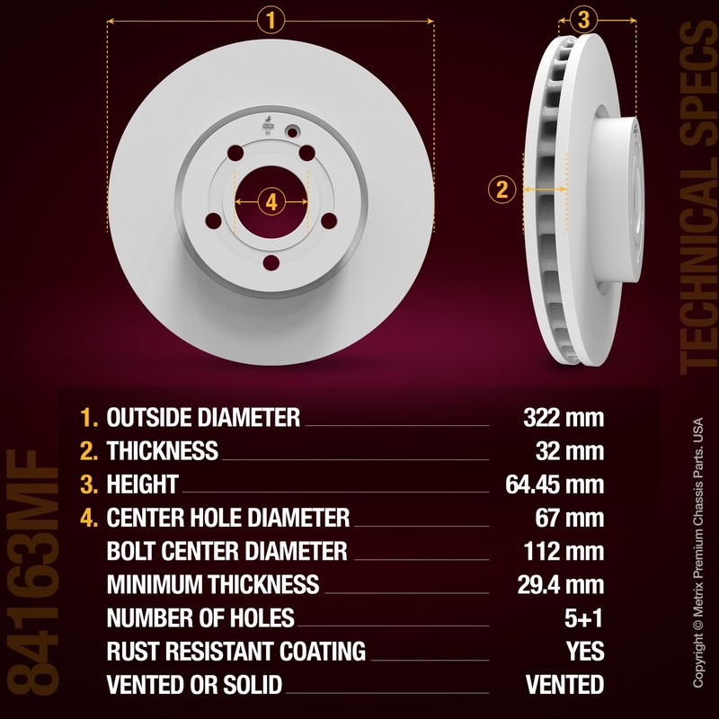 Front Disc Brake Rotor Set for 13-14 Mercedes-Benz C300 12.68 inch 2PC gallery