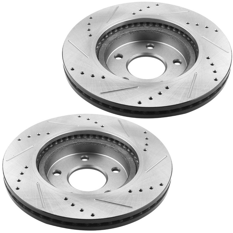 For Honda Pilot Brake Rotors and Pads Rear Drilled Slotted E-Coated 2003-2008 gallery