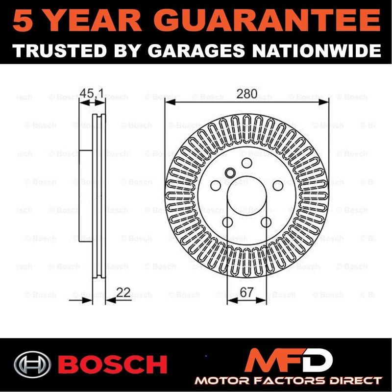 Brake Disc Front Bosch Fits Mini Cooper 2014-2024 One 2014-2024 + Other Models