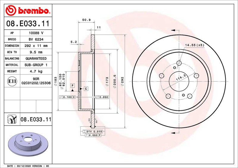 Brake Discs Rear Unova Fits Toyota C-HR 2018- 1.2 1.8 2.0 42431F4020 gallery