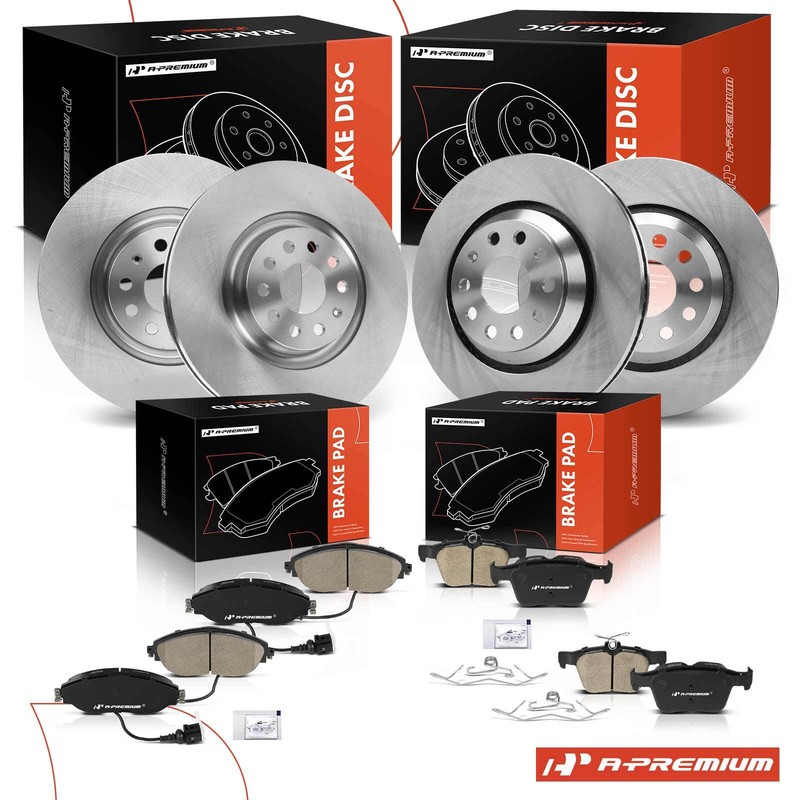 A-Premium Front & Rear Disc Brake Rotor & Ceramic Pad for Audi Q3 2020 VW Arteon