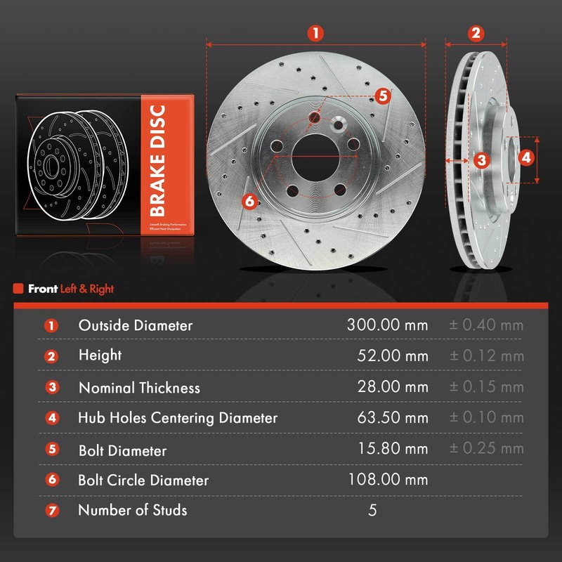 2pcs New Front LH& RH Drilled Brake Rotors for Volvo S60 S80 V60 XC70 Land Rover gallery