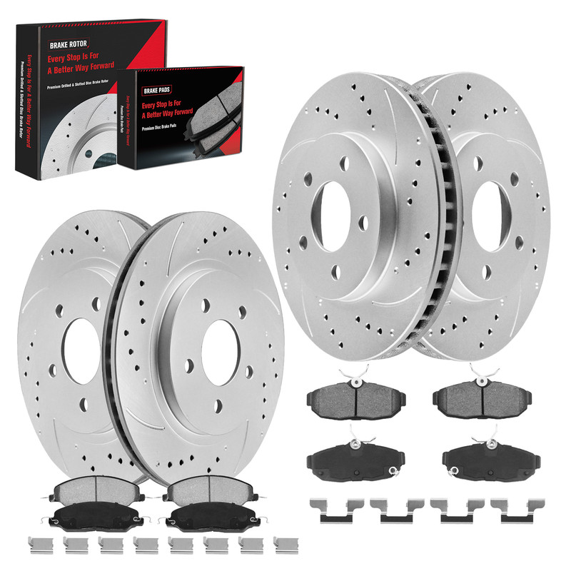 For 2005-2010 Ford Mustang Front Rear Drilled Disc Brake Rotors Brake Pads Kit