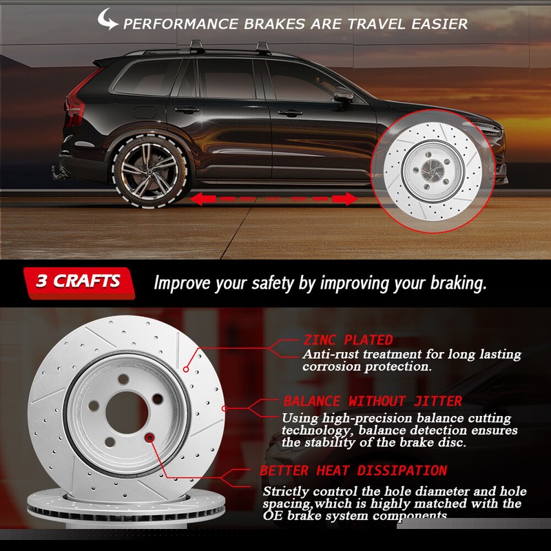 FWD Front Drilled Disc Brake Rotors Pair For 2012 2013 2014 2015 2016 Honda CR-V gallery
