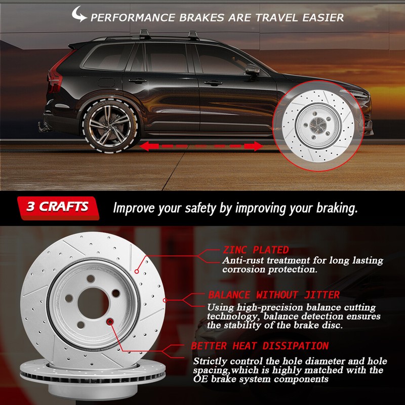 Front Rear Drilled Disc Brake Rotors + Ceramic Pads for Toyota Rav4 Lexus HS250h gallery