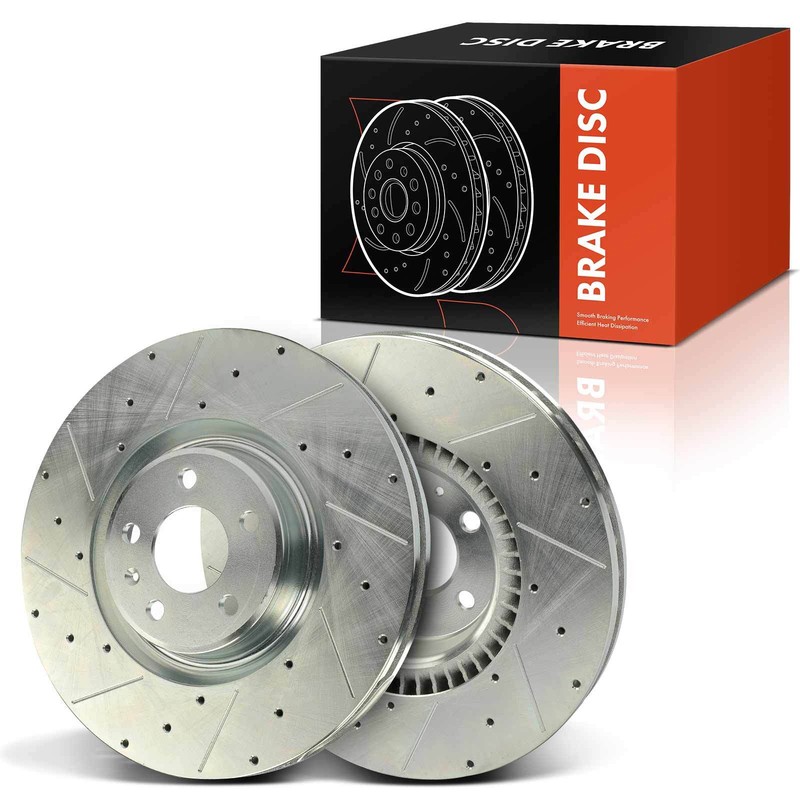 2x Front Drilled Brake Rotor for Audi A6 A6 Quattro A7 A7 Quattro A8 Quattro S7
