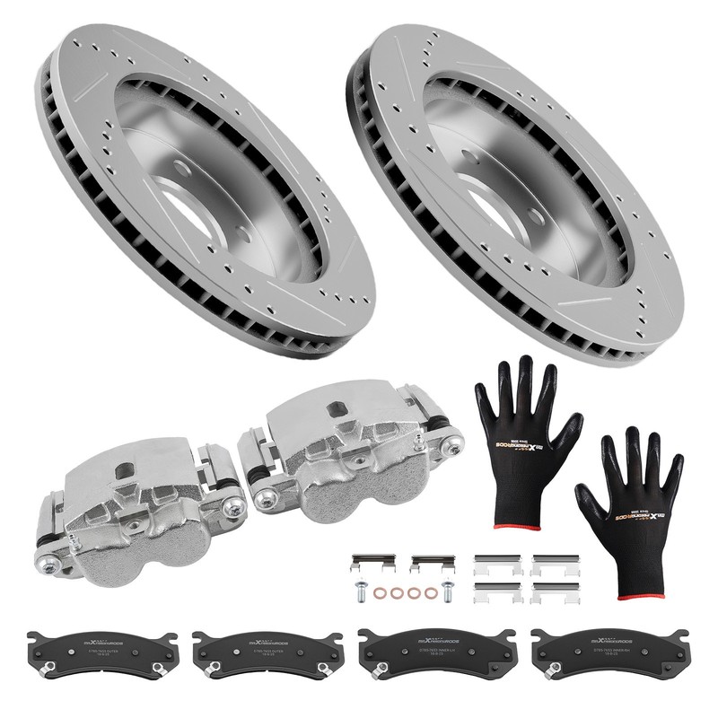 Front Brake Rotors Calipers w/Pads For GMC Yukon XL 1500 2000-06 18B4728 18B4729