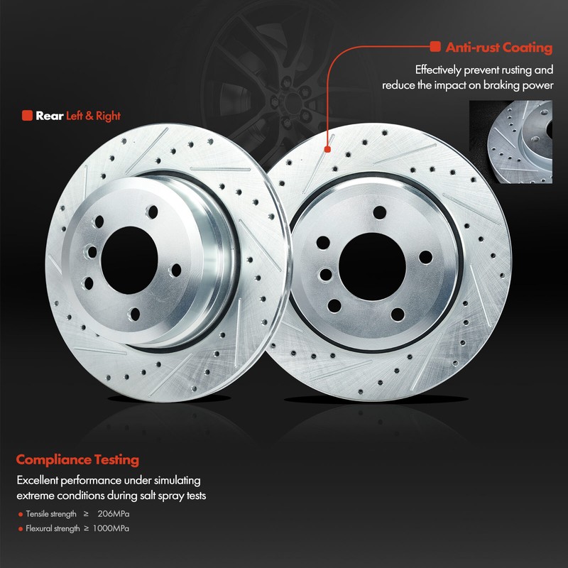2x Drilled Brake Rotors for BMW E60 525xi 528xi 2006-2007 530xi 535xi Rear Side gallery