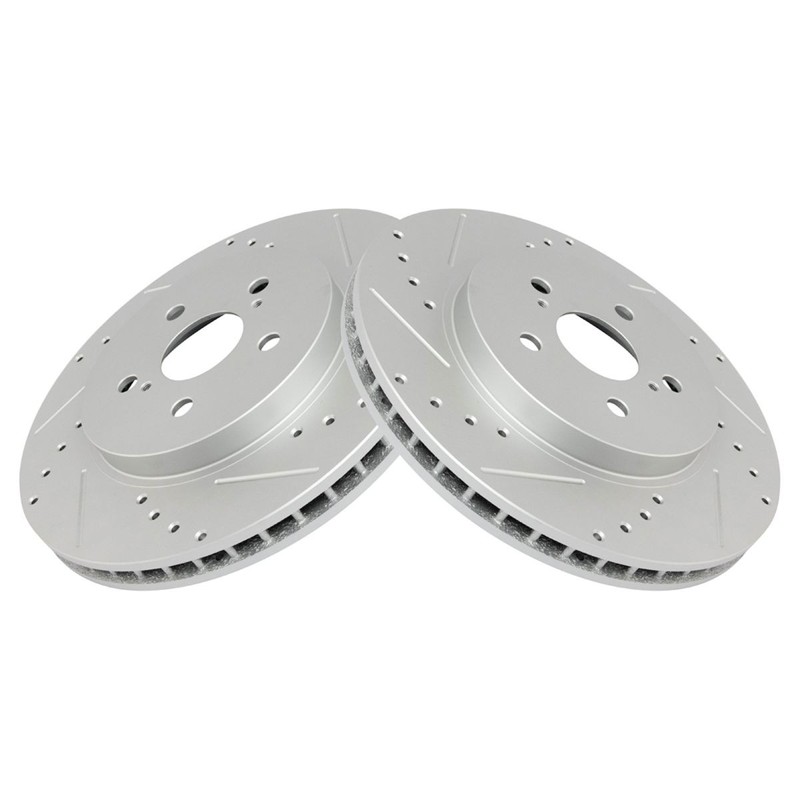 TRQ Performance Brake Rotor Drilled & Slotted G-Coated Front Pair Kit gallery