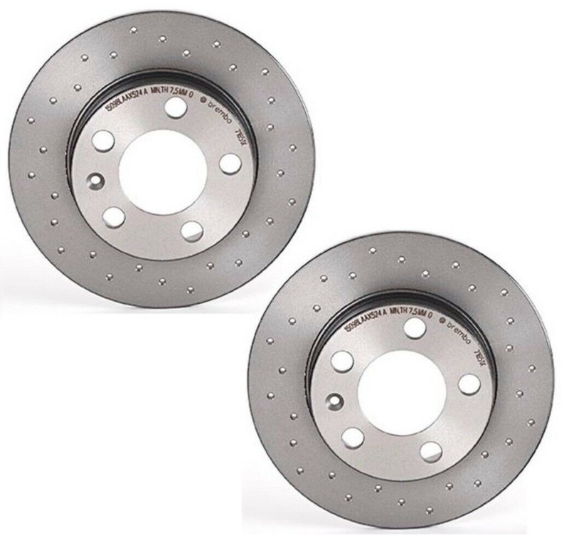 Brembo Xtra Pair Set 2 Rear Drilled Brake Disc Rotors For Audi TT Beetle Jetta