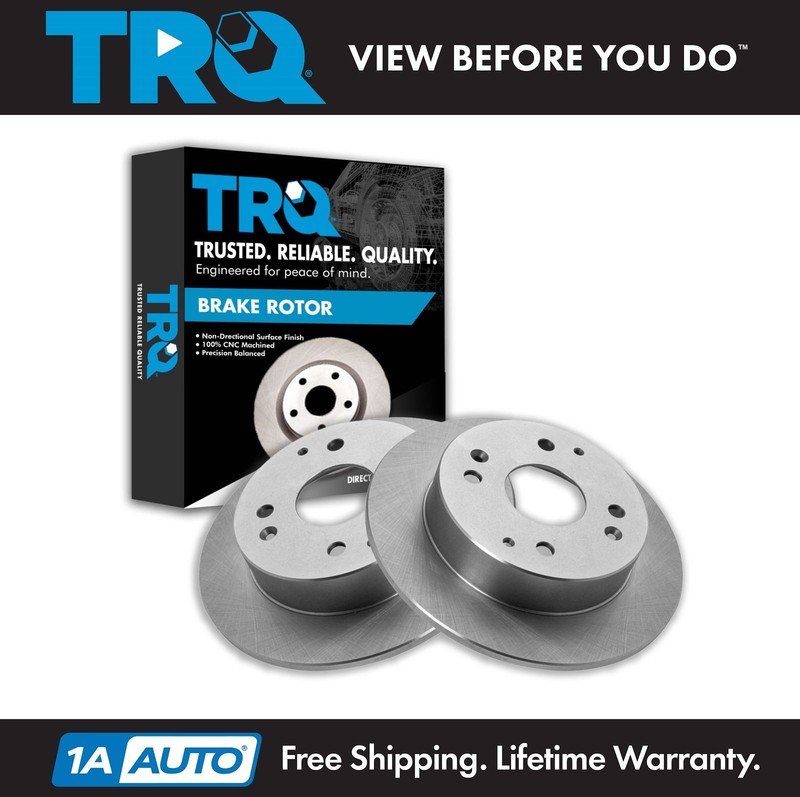 TRQ Rear Brake Rotors Set Solid For 1998-1999 Acura CL 1998-2002 Honda Accord