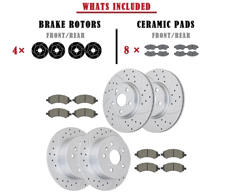 Front and Rear Brake Rotors Pads Kit fit for Toyota Rav4 2006-18 Slotted Brakes gallery