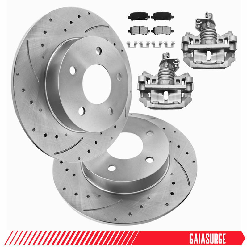 Rear Ceramic Pads G-Coated Rotors Calipers Kit for Buick Chevy Pontiac