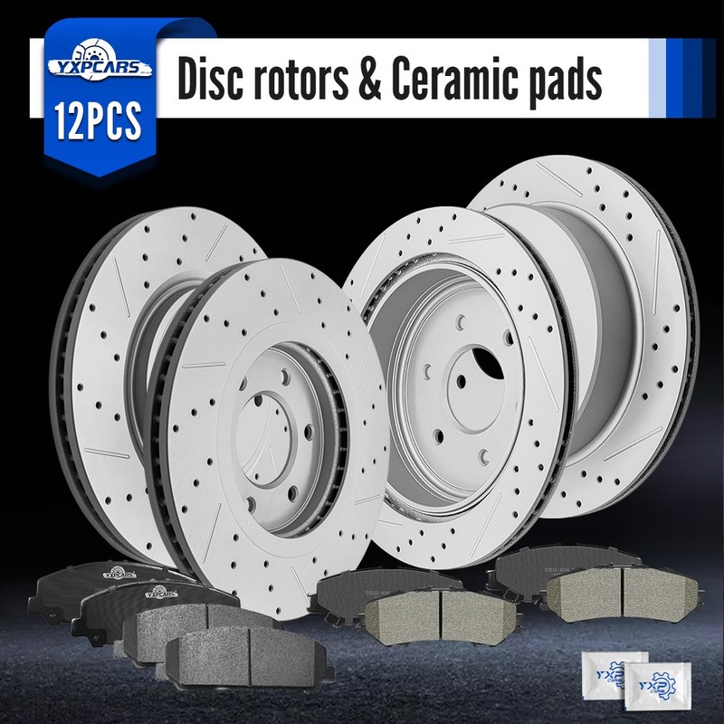 Front Rear Disc Brake Rotors Ceramic Pads for 2017 – 2021 2022 2023 Nissan Titan