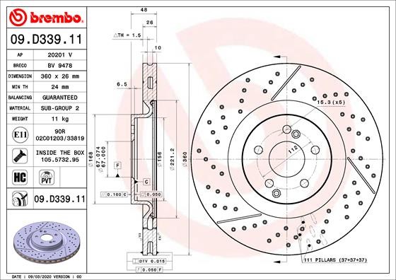 Brembo 09.D339.11 Brake Disc for Mercedes-Benz gallery