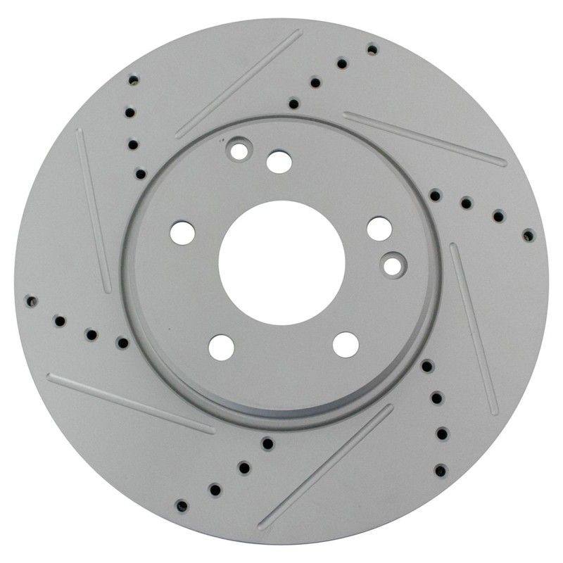 Performance Brake Rotor Drilled Slotted Front Coated Pair for Mercedes gallery