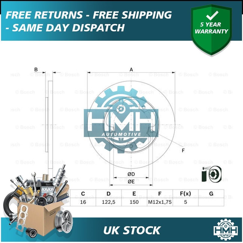 Fits Ford Transit 2014-2024 HMH Rear Brake Discs 1815599 BK312A315AB