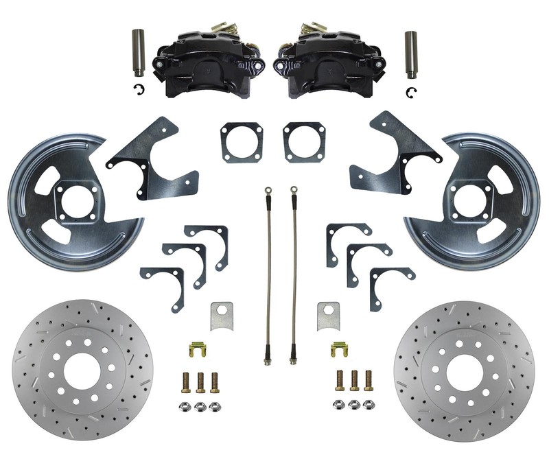 Leed Brakes BRC1001X Disc Brake Kit Rear Conversion Rotors Black Powdercoated