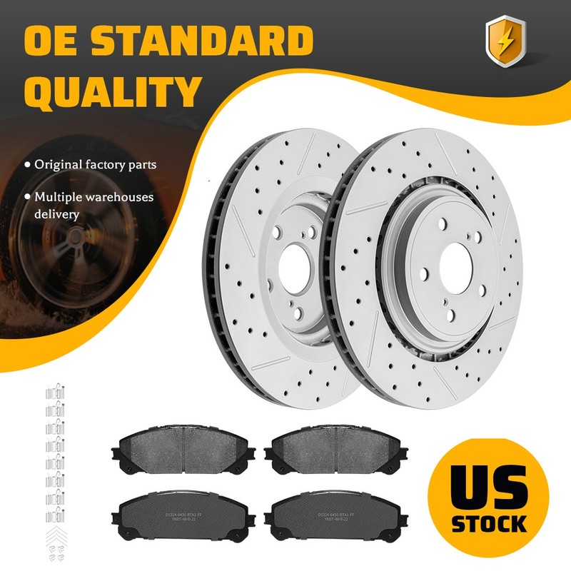 Front Drilled Brake Rotors & Ceramic Pads Kit for Toyota Highlander Lexus RX350