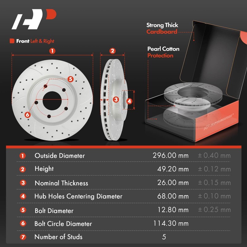 A-Premium Drilled Brake Rotor & Ceramic Brake Pad Front for Nissan Altima Sedan gallery