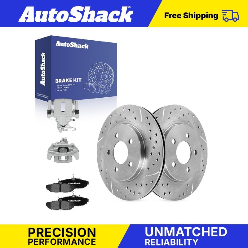 Rear Drilled Slotted Brake Rotor Ceramic Pad Caliper for 2011-2014 Ford Mustang