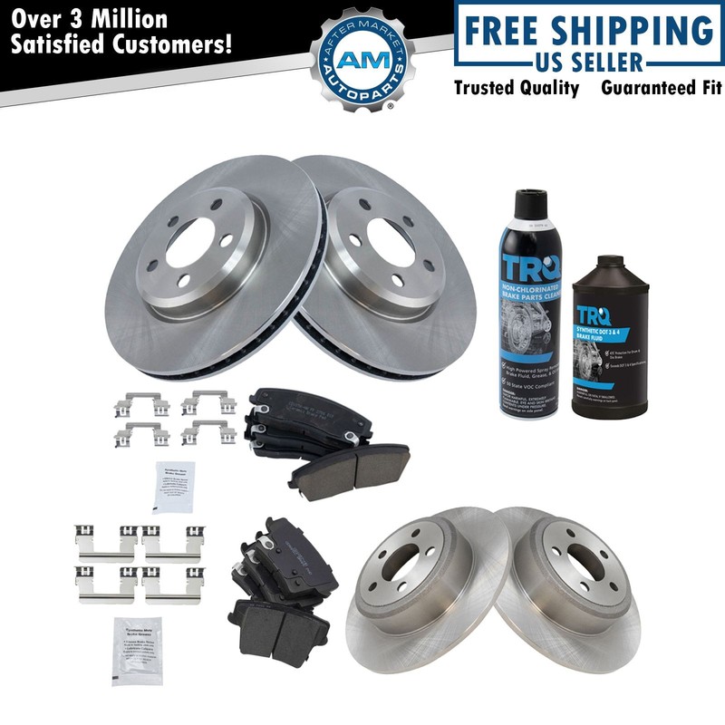 Brake Pad & Rotor Kit Premium Posi Ceramic Front & Rear w/Chemicals