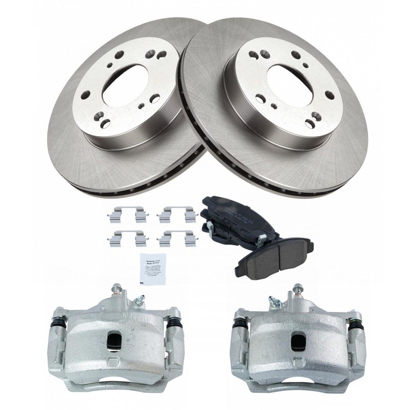 TRQ Front Brake Calipers Ceramic Pads & Rotors Fits 2006-2011 Honda Civic gallery